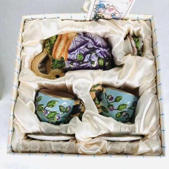 New Silvestri Whispering Garden Collection Tea Set Elaine Voghelle Bunny Teapot - Picture 12 of 12